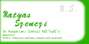 matyas szenczi business card